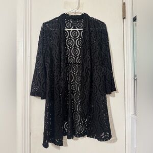 Black Eyelet Lace Duster Cardigan.